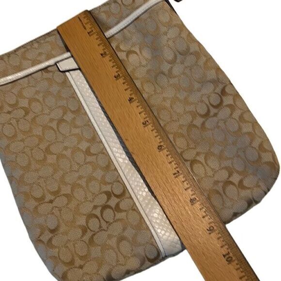 Coach Tan and White Patent Leather C Signature Crossbody Bag - Picture 5 of 16